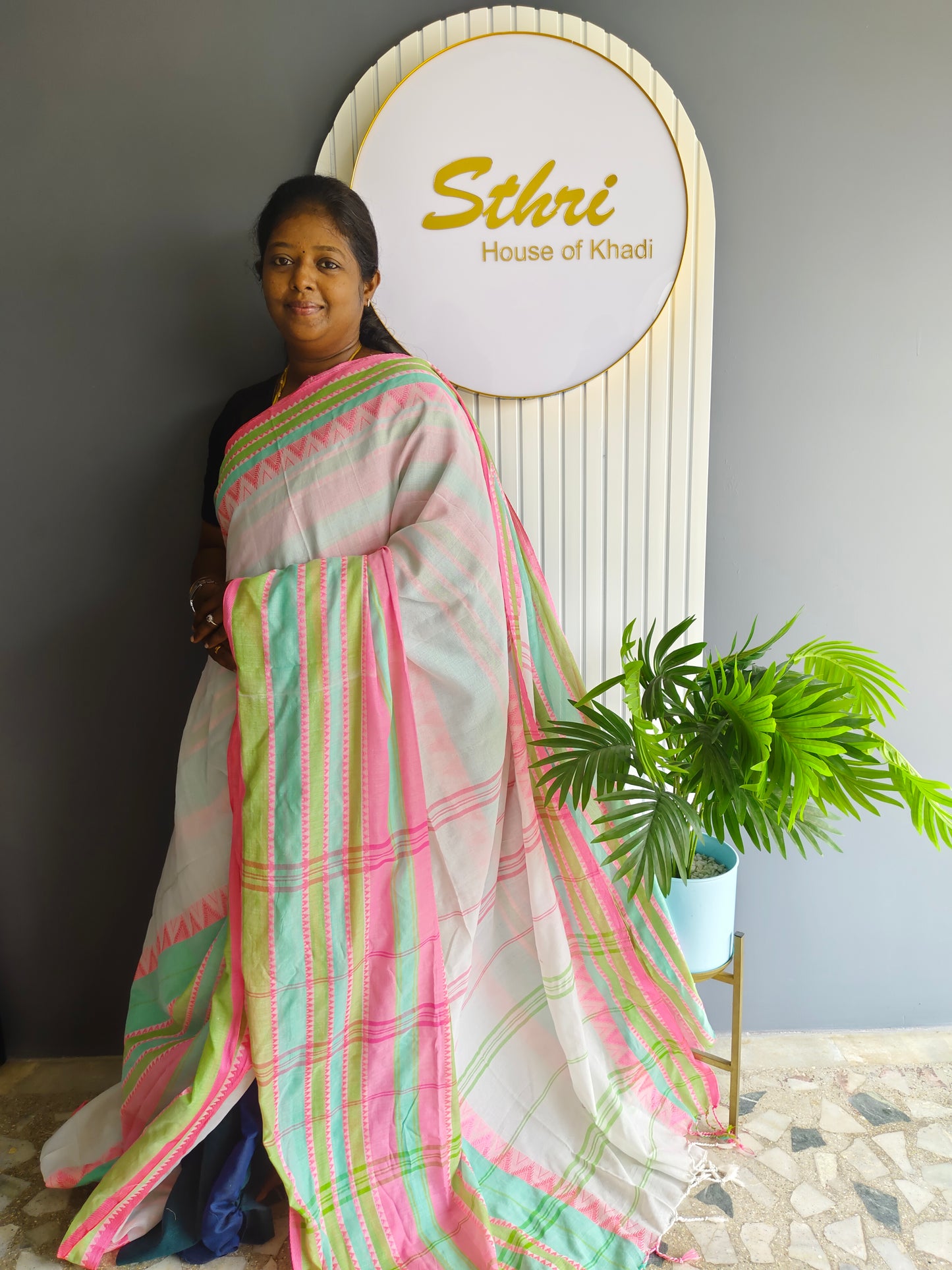 Long Border Khadi