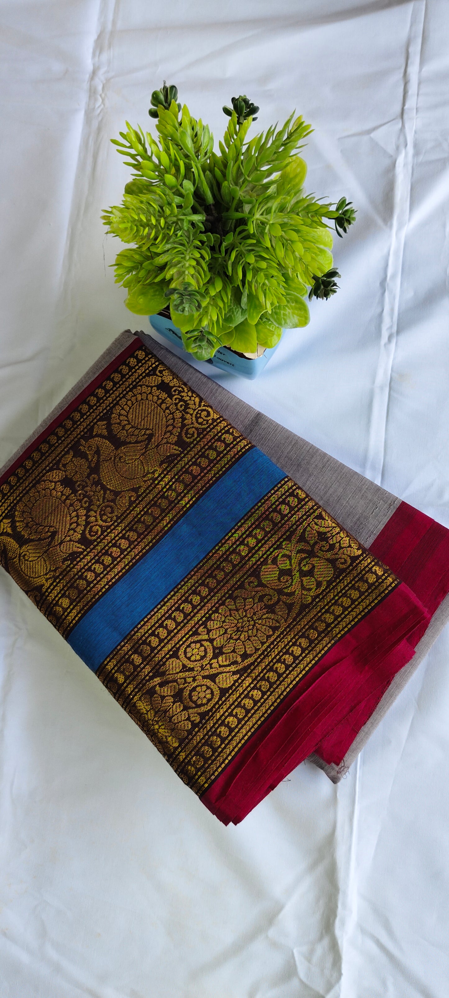 Chettinadu Cotton Saree – STHRI Kanchi Cotton Saree with Grand Border