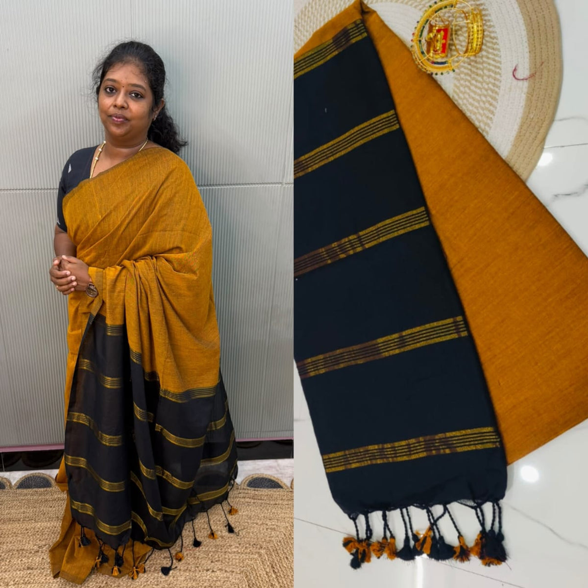 CONTRAST ZARI PALLU