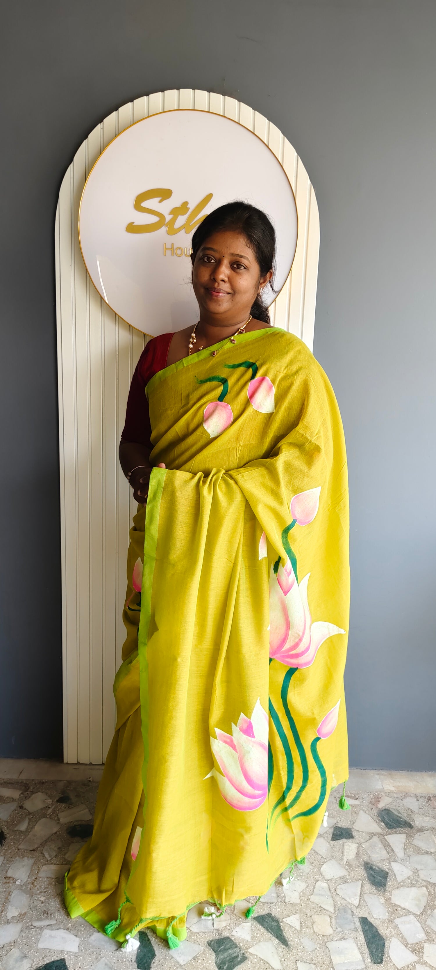 Lotus Painted Khadi  | Sthri Cotton
