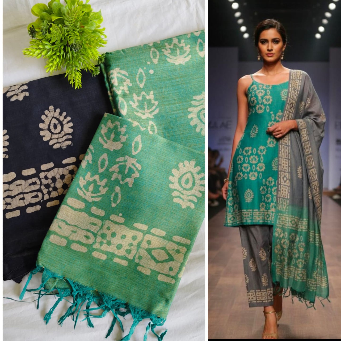 Designer salwar material  - BATIK SILK