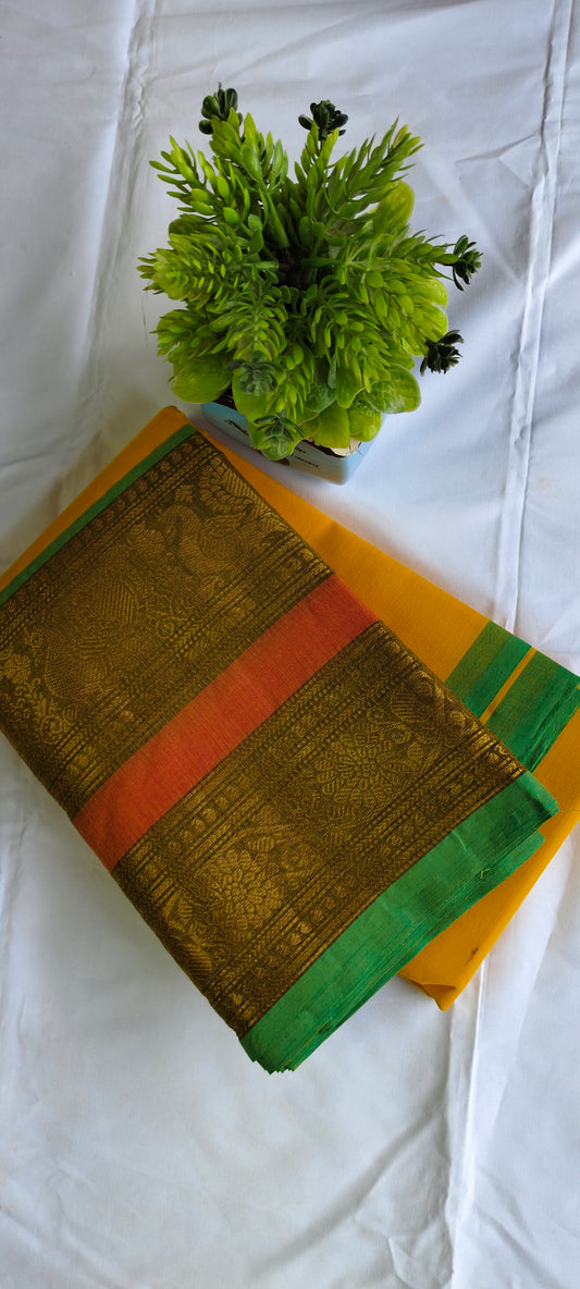 STHRI Kanchi Cotton Saree – Chettinadu-Inspired Pure Cotton Weave