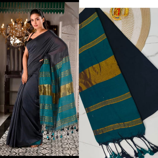 CONTRAST ZARI PALLU